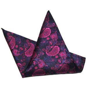Gascoigne Pocket Square Violet Purple Navy Blue Silk Paisley Men's